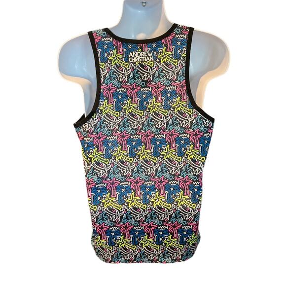 Andrew Christian Neon Palm Mesh Tank Large - Picture 2 of 9